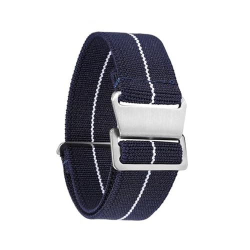KemEng Elastischer Nylon -Uhrengurt 20/22mm Sport Style Watchgurte, Blau Weiss, 22mm von KemEng