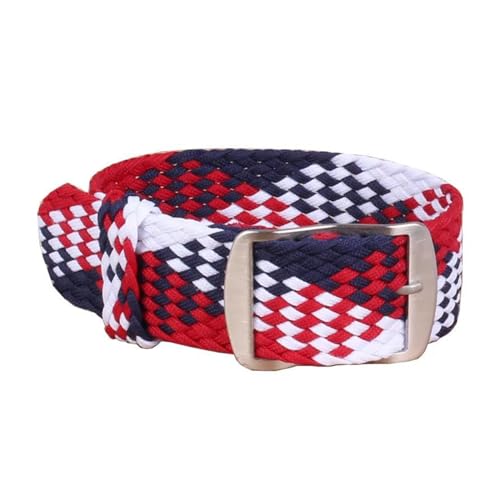 KemEng NATO -Ersatzwachtgurt 20/22mm Nylon Uhrenband Armband, Weißes rotes dunkelblau, 22mm von KemEng