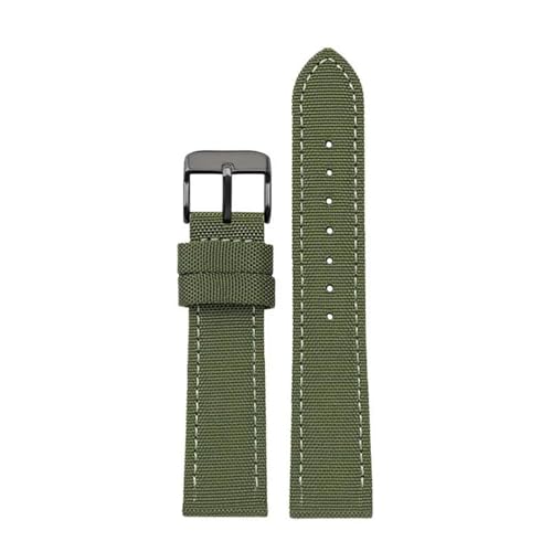 KemEng Nylon Canvas Uhrengurt 18-24mm NATO Uhr Band für Männer und Frauen, Grüne schwarze Nadelschnalle, 21mm von KemEng