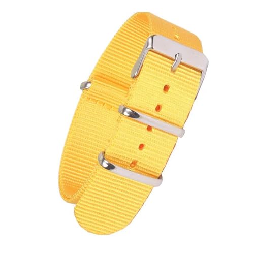 KemEng Nylon Uhrband mit Stiftschnalle 18/20/22mm NATO Ersatzuhr -Gurt, Gelb, 20mm von KemEng