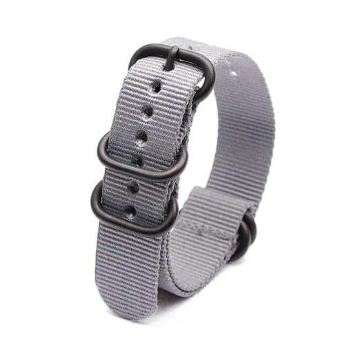 KemEng Nylon Uhrengurt 18-24mm Sportwachenband mit Ringschnalle, Grau, 24mm von KemEng