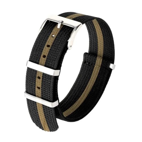 KemEng Nylon Uhrengurt 20/22mm Canvas Watchband für Männer und Frauen, Schwarzes Gold-C, 22mm von KemEng