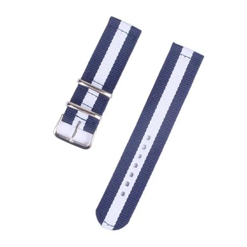 KemEng Nylon Watch Band 18-24mm Klassiker Nylon NATO Uhrengurte, Blau Weiss, 24mm von KemEng