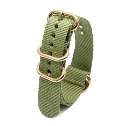 KemEng Nylon Watchgurte 18-24mm Sport Watchband mit Ringschnalle, Grün, 22mm von KemEng