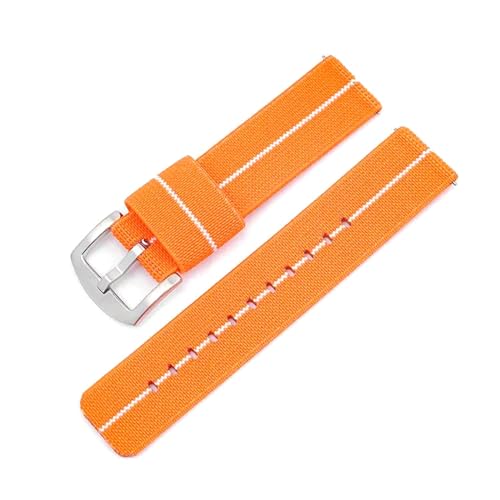 KemEng Sport Watch Gurte 18-24mm Nylon geflochten, Orange weiß, 24mm von KemEng