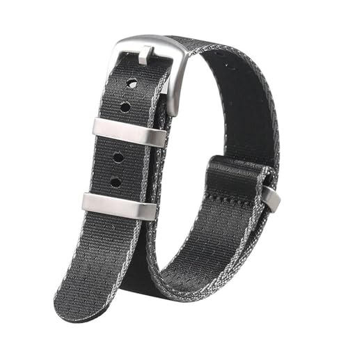 Nylon Uhrengurt Armband 18-22mm Sport Watch Band, Graue Kante, 22mm von KemEng