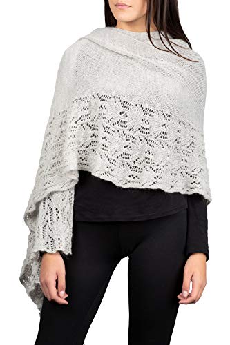 Kemailù - ILARY Perforierte Stola aus Mohairwolle - Damen - MADE IN ITALY (Perlgrau) von Kemailù