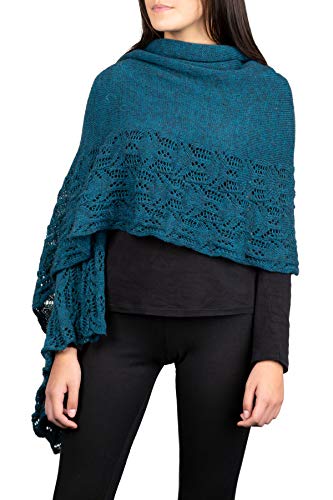 Kemailù - ILARY Perforierte Stola aus Mohairwolle - Damen - MADE IN ITALY (Petrolblau) von Kemailù