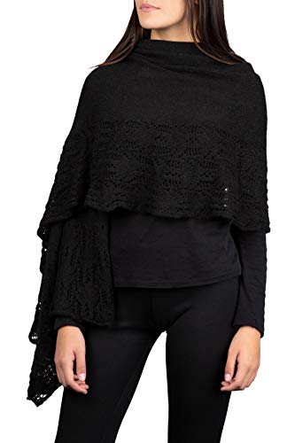 Kemailù - ILARY Perforierte Stola aus Mohairwolle - Damen - MADE IN ITALY (Schwarz) von Kemailù