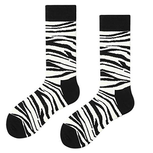 Kemelo Unisex Hip Hop Lustige Crew Socken Schwarz Weiß Zebra Streifen Skateboard Strumpfwaren,Liner Söckchen,Weiß+Schwarz von Kemelo