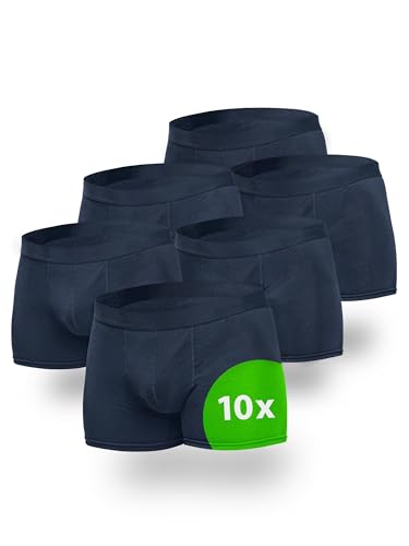 Kemes Boxershorts Herren 10 Pack Baumwolle Blau Medium Unterhosen atmungsaktiv Unterwäsche Herren | Größe M von Kemes