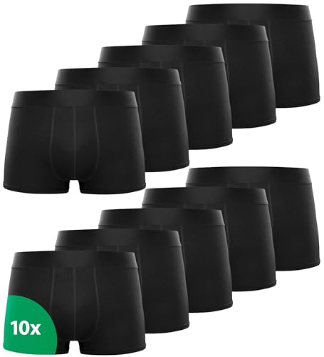 Kemes Boxershorts Herren 10 Pack Baumwolle schwarz Unterhosen atmungsaktiv Unterwäsche Herren | Größe L von Kemes