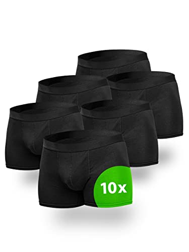 Kemes Boxershorts Herren 10 Pack Baumwolle schwarz Unterhosen atmungsaktiv Unterwäsche Herren | Größe S von Kemes