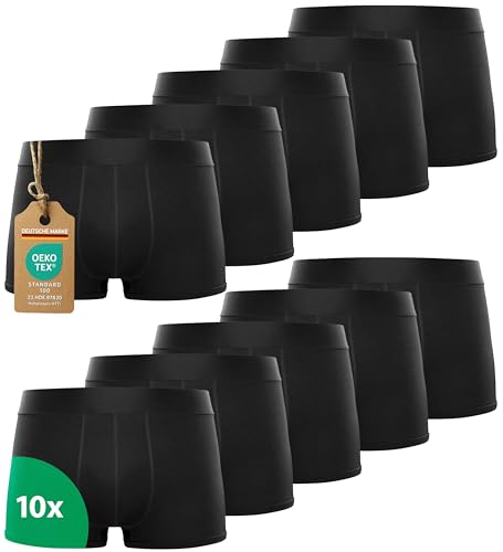 Kemes Boxershorts Herren 10 Pack Baumwolle schwarz Unterhosen atmungsaktiv Unterwäsche Herren | Größe XL von Kemes