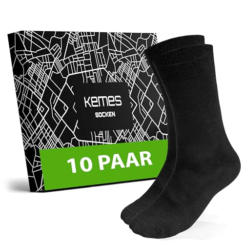 Kemes Socken Herren 39-42 schwarz 10 Paar 95% Baumwolle 5% Elastan Business Herrensocken lange Socken von Kemes