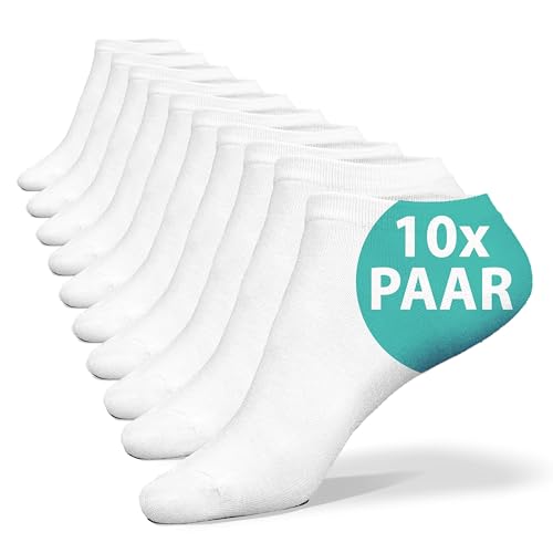 Sneaker Socken Damen 39-42 weiß 10 Paar verschiedene Größen Sportsocken Herren 95% Baumwolle 5% Elastan | Größe 39-42 von Kemes