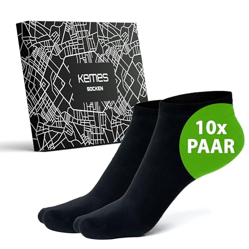 Sneaker Socken Herren 47-49 schwarz 10x Paar 95% Baumwolle 5% Elastan für Damen und Herren von Kemes