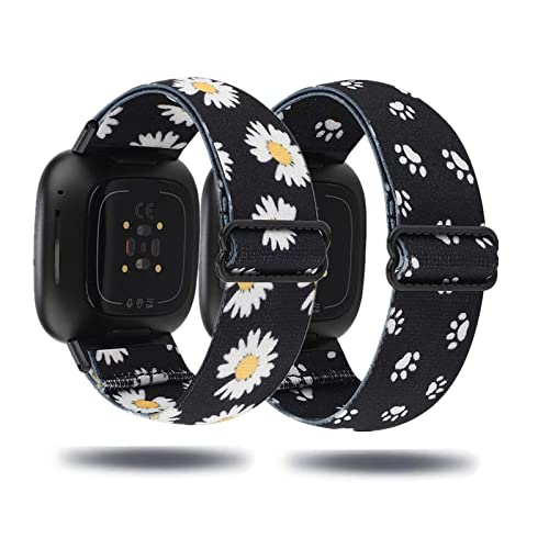 Kemikeji 2 Stück Armbänder für Fitbit Versa 3 Armband /Fitbit Sense Stoff Nylon Solo Loop Set Damen Herren Sport Watch Ersatzarmband Kompatibel mit (12) von Kemikeji