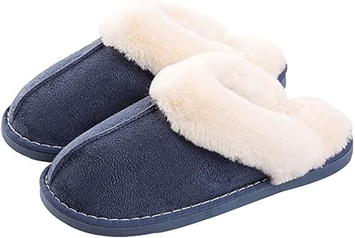 Kemosen Damen Hausschuhe Herren Pantoffeln Winter Warme Weiche Slippers Plüsch Flauschige Flache Schuhe,Dunkelblau,42/43 EU von Sisttke