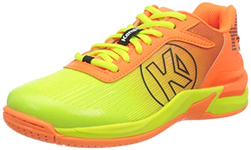 Kempa Jungen Unisex Kinder Attack 2.0 JUNIOR Handballschuhe, Mehrfarbig (Fluo Orange/Fluo Gelb 02), 28 EU von Kempa