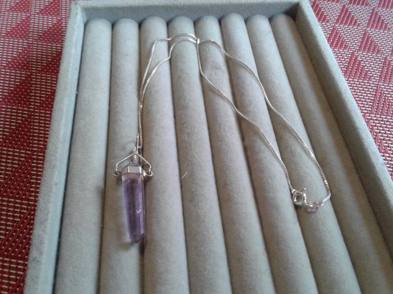 Amethyst-Spitze An Sterling Silber Box-Kette, 925 von KenPaulsTreasures