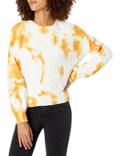 KENDALL + KYLIE Damen Tie Dye Chenille Crewneck Sweater Pullover, Tangerine, X-Groß von Kendall + Kylie