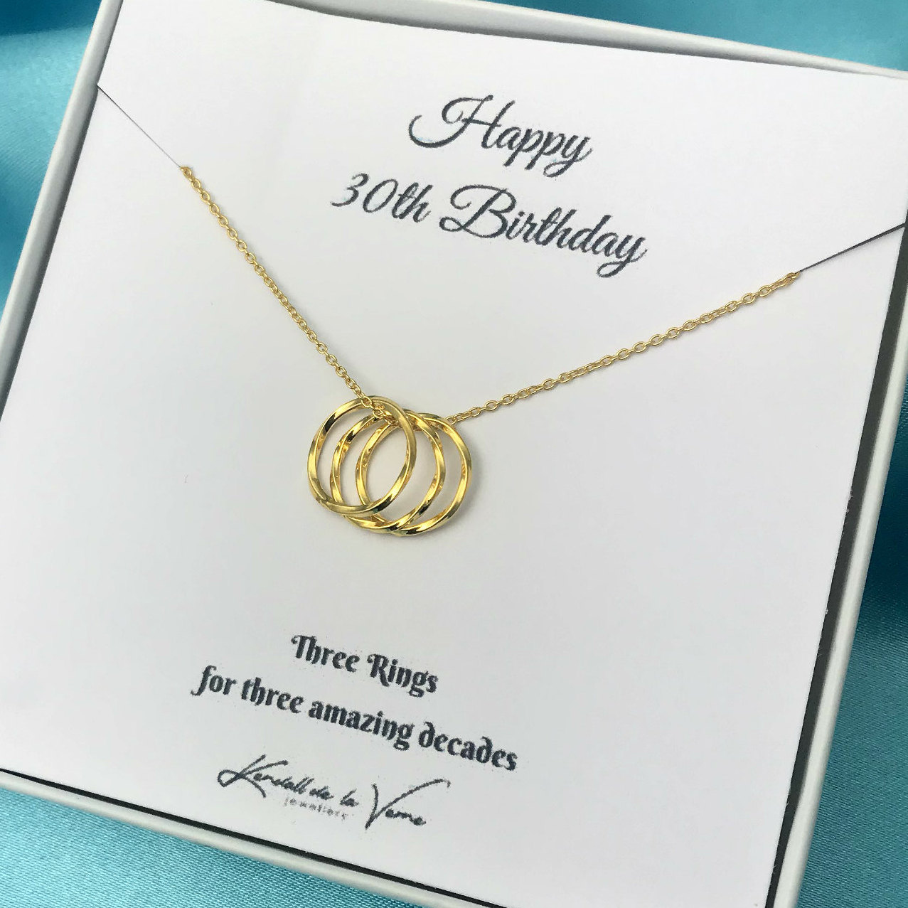 30.geburtstag Halskette Vergoldeter Sterlingsilber Dreifachring von KendalldelaVerne