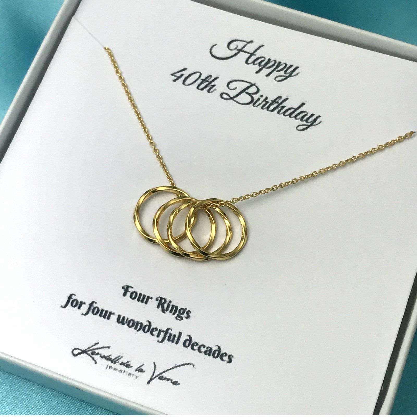 40. Geburtstag Halskette Vergoldete Sterling Silber Halskette Mit Vier Ringen von KendalldelaVerne