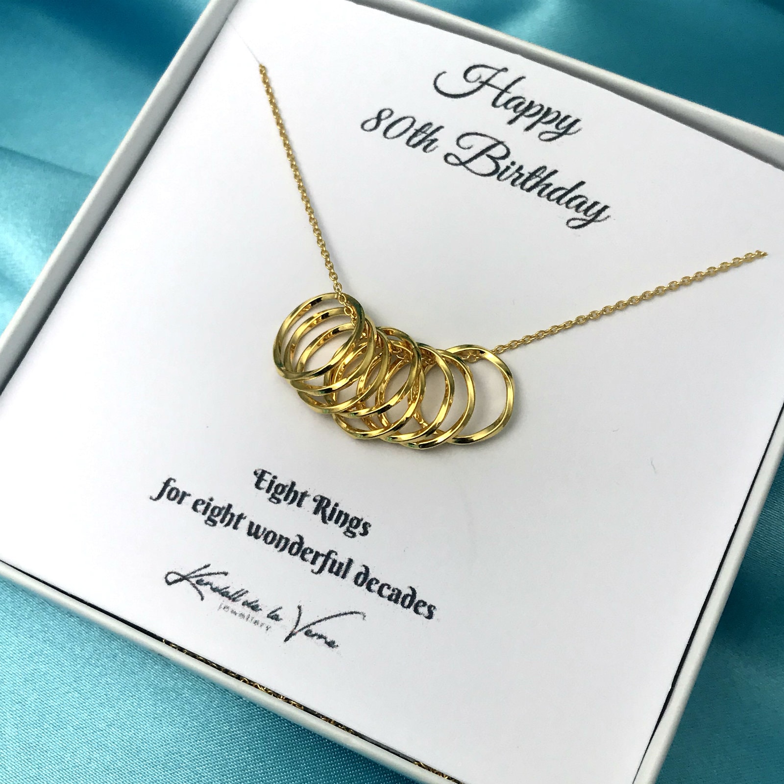80. Geburtstag Halskette Gold Acht-Kreis Sterling Silber Geschenk von KendalldelaVerne