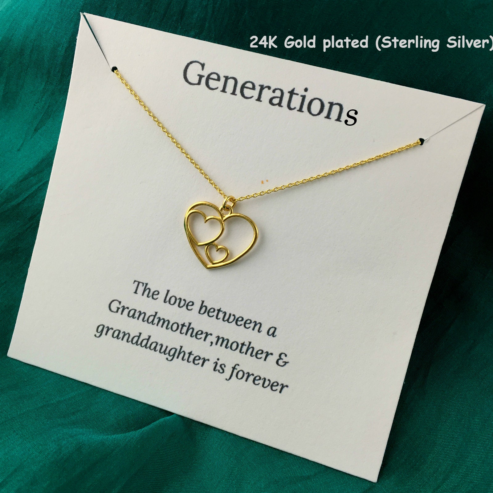 Gold Halskette Nesting Hearts Sterling Silber Schmuck-Generationen von KendalldelaVerne