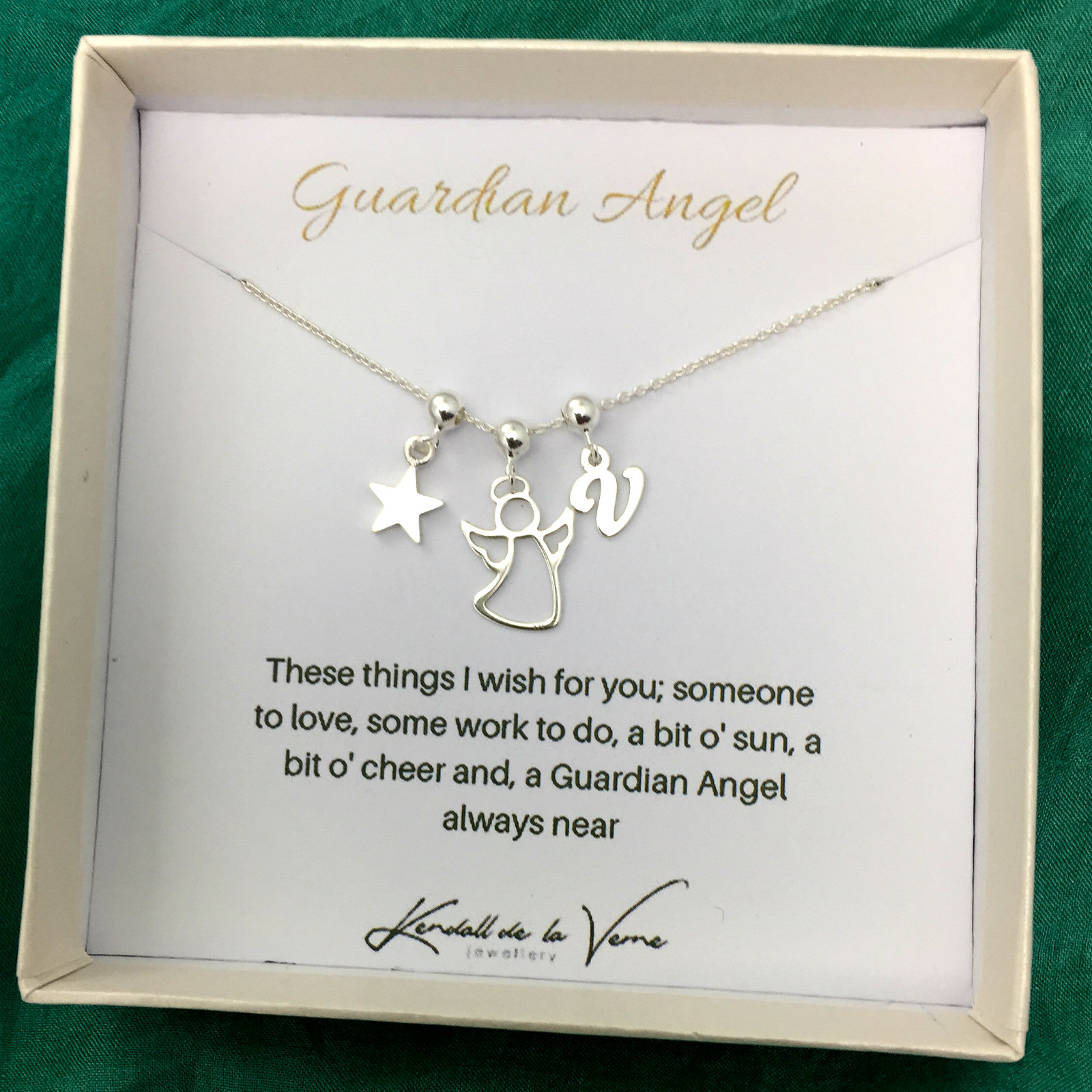 Personalisierte Schutzengel Halskette Sterling Silber Anfang & Stern Anhänger von KendalldelaVerne
