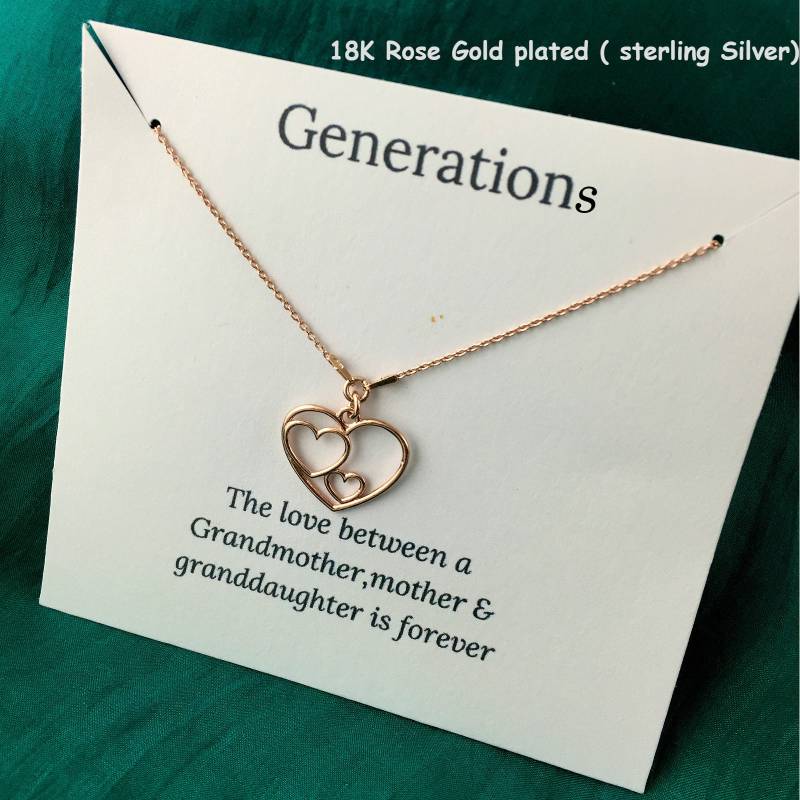Rose Gold Nesting Hearts Halskette Sterling Silber Schmuck-Generationen von KendalldelaVerne