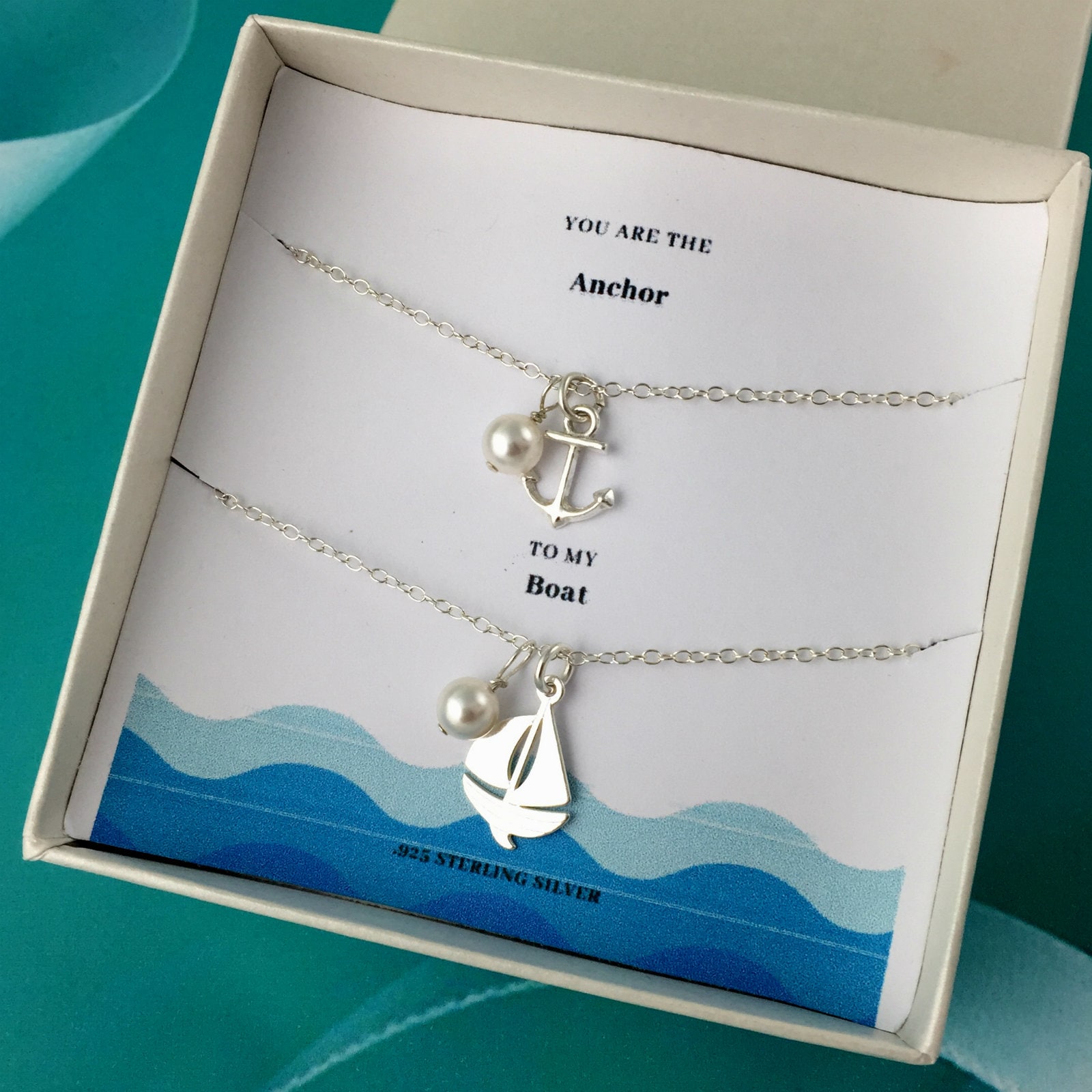 sterling Silber Freundschaftskette - Set Anker & Boot von KendalldelaVerne