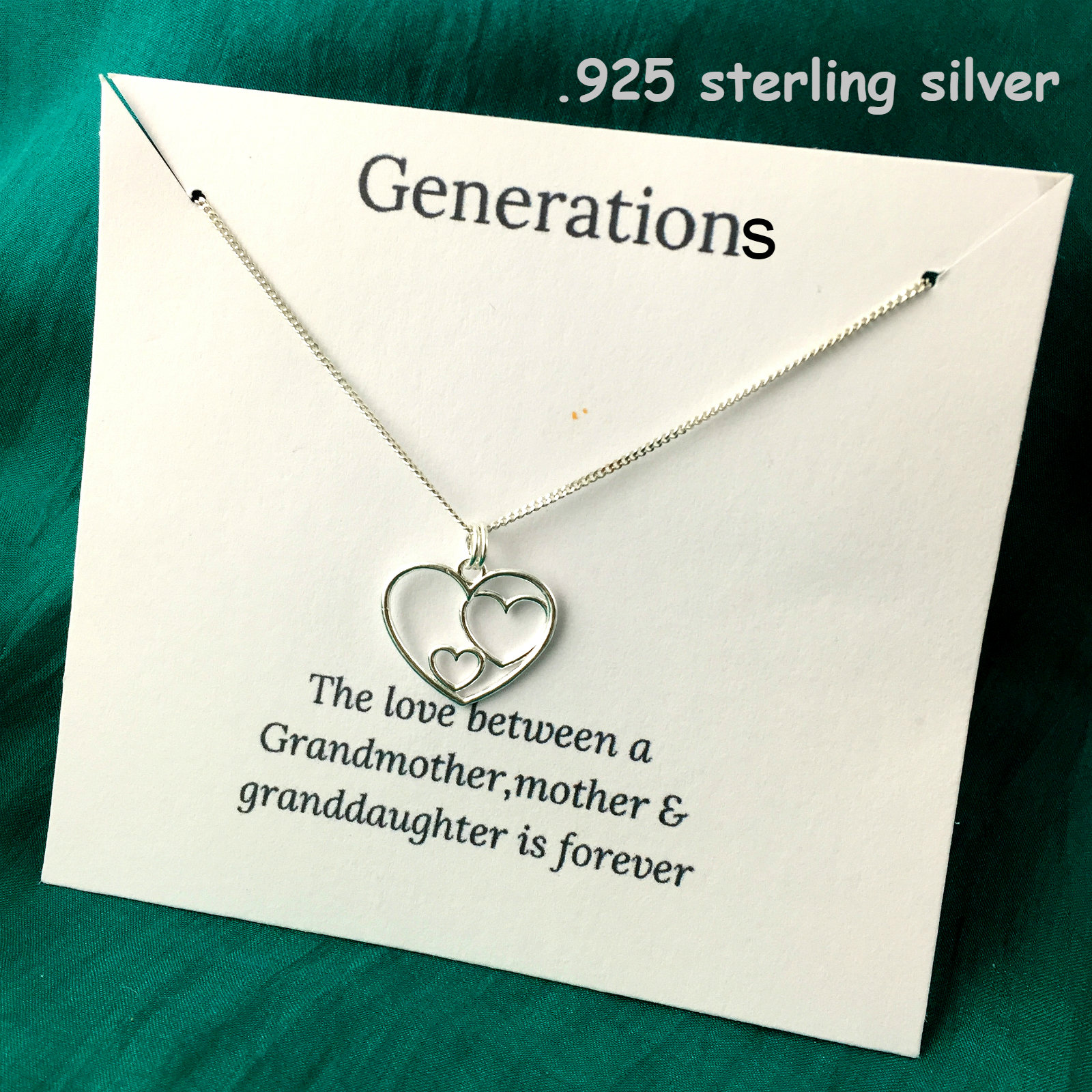 sterling Silber Generationen Halskette Nested Heart Familie Anhänger von KendalldelaVerne