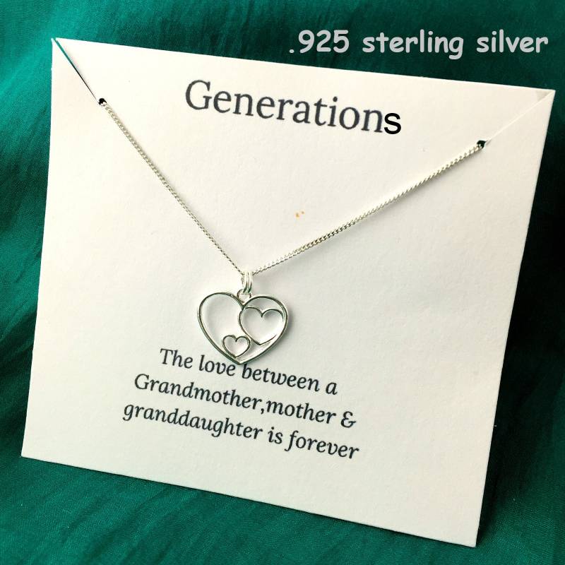 sterling Silber Generationen Halskette Nested Heart Familie Anhänger von KendalldelaVerne