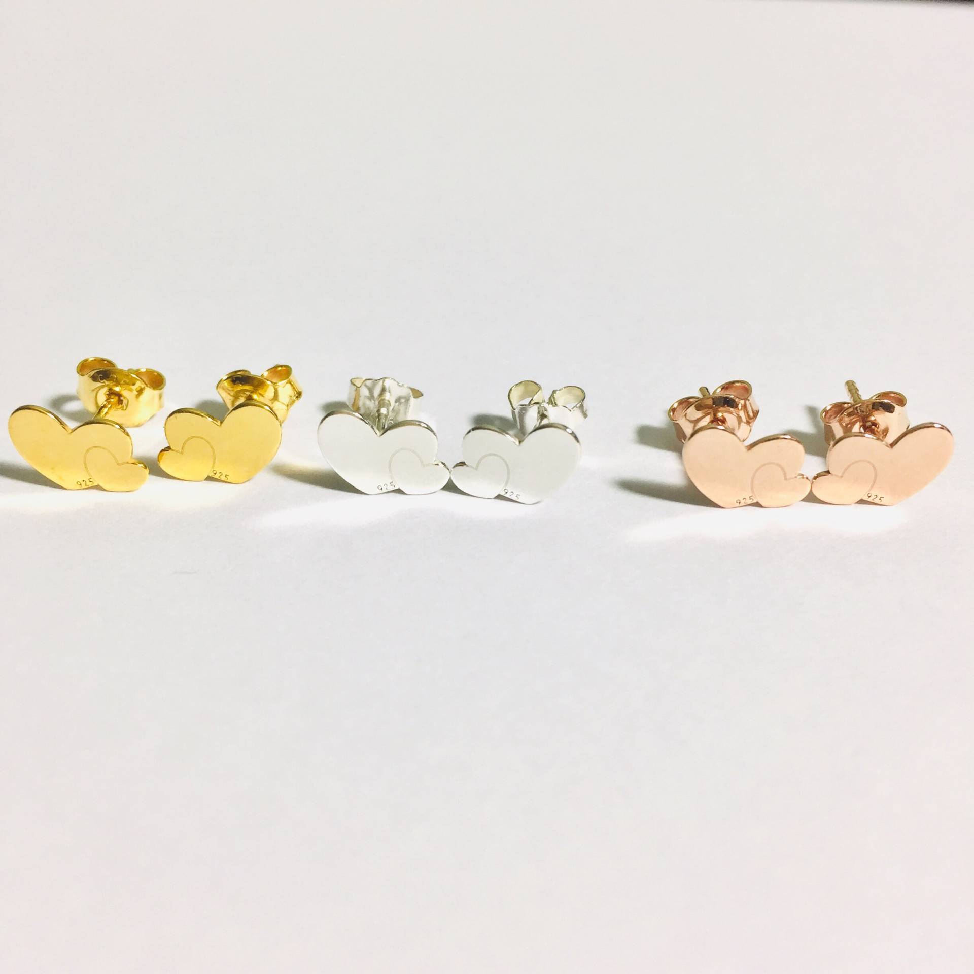 sterling Silber Herz Ohrstecker 24K Gold/18K Rose Plated von KendalldelaVerne