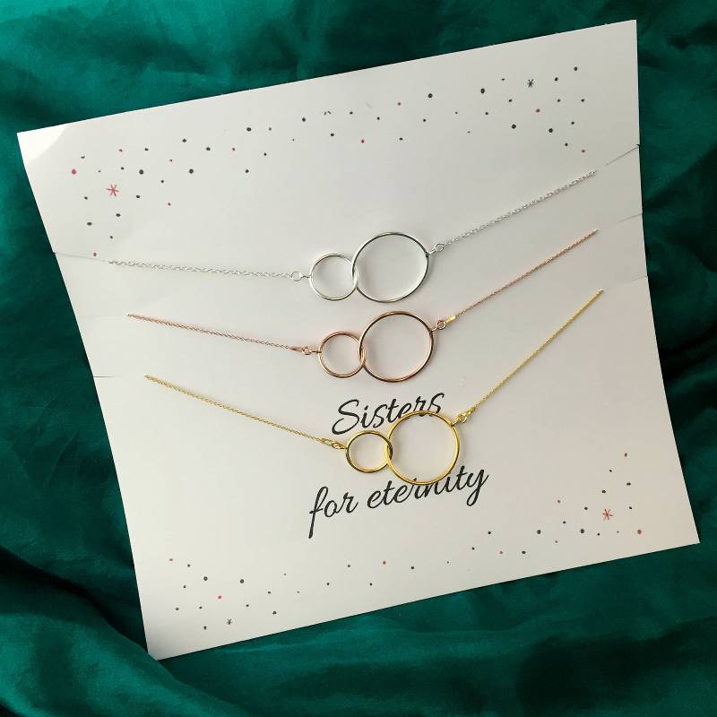sterling Silber Ineinander Greifende Kreis Halskette - Schwester Schmuck Geschenk von KendalldelaVerne