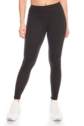 Damen Baumwolle Frau-en Leggings lang Sport-Leggins Yoga yogahose high-Waist Laufhose Sporthose Fitness Leggins sexy lang Blickdicht Hose Damenleggings Jegging jeggin Jeggins Tight Stretch Schwarz L von Kendindza Collection