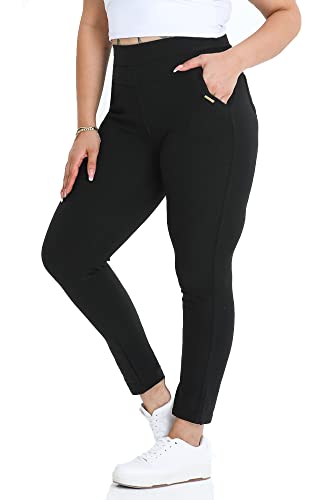 Kendindza Damen Hosen elegant Stoffhose Damen elegant Hose Anzughose Damenhose mit Gummizug Stretch Hose Schwarze Hose Schlupfhose schwarz XL von Kendindza Collection