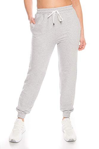 Damen Jogginghose Baumwolle Jogging Hose High Waist Damen Sporthose lang freizeithose Trainingshose Joggpants damenhose fitnesshose Jogpant stretch gummizug Jogger Frauen Yoga sport sexy (Grau, S) von Kendindza Collection