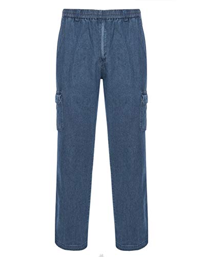 Kendindza Herren Hosen mit Gummizug Jeans Gummizug Herren Schlupfjeans Herren Herrenhose mit Gummibund Herren Jeans bequem Jeans mit Gummibund Herren Schlupfhose Herren Herren Schlupfhose Blau, L von Kendindza Collection