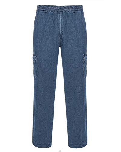 Kendindza Herren Hose Mit Gummizug - Jeans, Schlupfjeans, Herrenhose Mit Gummibund - Bequeme Jeans Mit Gummibund - Schlupfhose Blau, L von Kendindza Collection