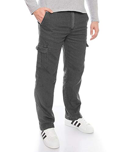 Herren Freizeithose Cargohose Jeanshose Bundhose Schlupfhose Baumwollhose Herrenhose lang regular fit Bauwolle Gummizug Männer Tasche Arbeitshose Bund Kurzgröße loose Stretchhose Hose Cargo Schwarz, M von Kendindza Collection