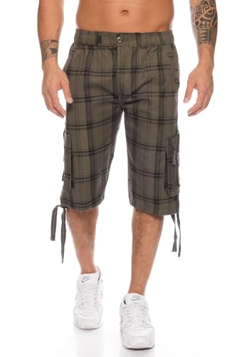 Kendindza Herren Shorts Hose Bermuda Cargo-Shorts 3/4 Sommerhose Capri-Hose Dreiviertel Männer Sommer Herrenshorts kurz Knielang Cargohose Herrenhose Bermudashorts (Grün | 302, 3XL, 3X_l) von Kendindza Collection