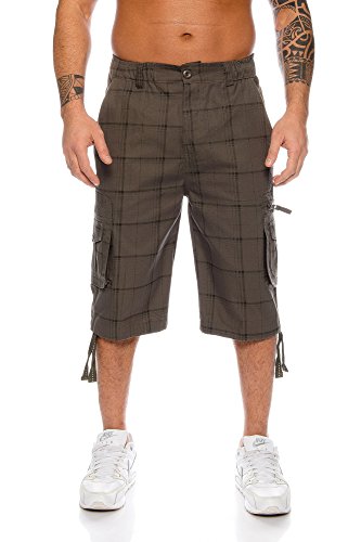 Kendindza Herren Shorts Hose Bermuda Cargo-Shorts 3/4 Sommerhose Capri-Hose Dreiviertel Männer Sommer Herrenshorts kurz Knielang Cargohose Herrenhose Bermudashorts (Grün | 330, 3XL, 3X_l) von Kendindza Collection