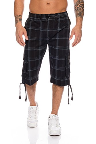 Kendindza Herren Shorts Hose Bermuda Cargo-Shorts 3/4 Sommerhose Capri-Hose Dreiviertel Männer Sommer Herrenshorts kurz Knielang Cargohose Herrenhose Bermudashorts (Schwarz | 302, L, l) von Kendindza Collection