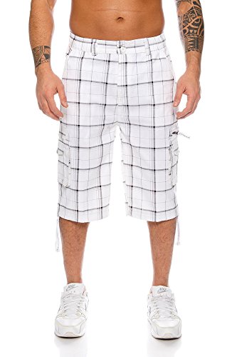 Kendindza Herren Shorts Hose Bermuda Cargo-Shorts 3/4 Sommerhose Capri-Hose Dreiviertel Männer Sommer Herrenshorts kurz Knielang Cargohose Herrenhose Bermudashorts (Weiß | 330, XL, x_l) von Kendindza Collection