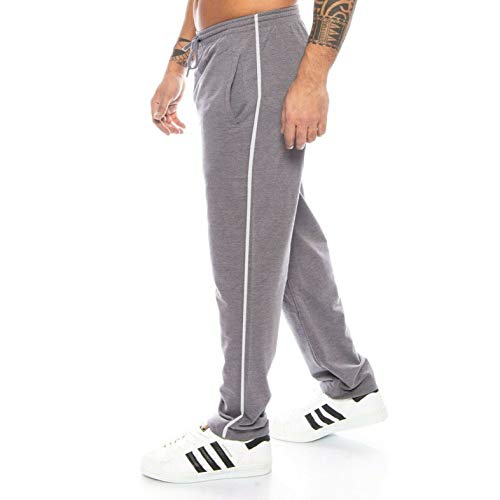 Herren Männer Jogginghose Baumwolle Freizeithose trainingshose sporthose men Gym Jogging Hose Jogger lang sport kurzgröße Training ohne bündchen baumwollhose Innen-fleece Herrenhose Grau XL von Kendindza Collection