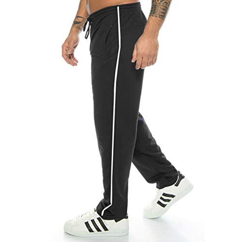 Herren Männer Jogginghose Baumwolle Freizeithose trainingshose sporthose men Gym Jogging Hose Jogger lang sport kurzgröße Training ohne bündchen baumwollhose Innen-fleece Herrenhose Schwarz XXXL von Kendindza Collection