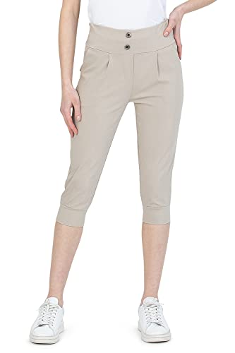 Kendindza 3/4 Hose Chino Shorts Damen Sommer Caprihose Damen Sommer Stretch Damen Caprihose 3/4 Schlupfhose Damen Beige M von Kendindza Collection